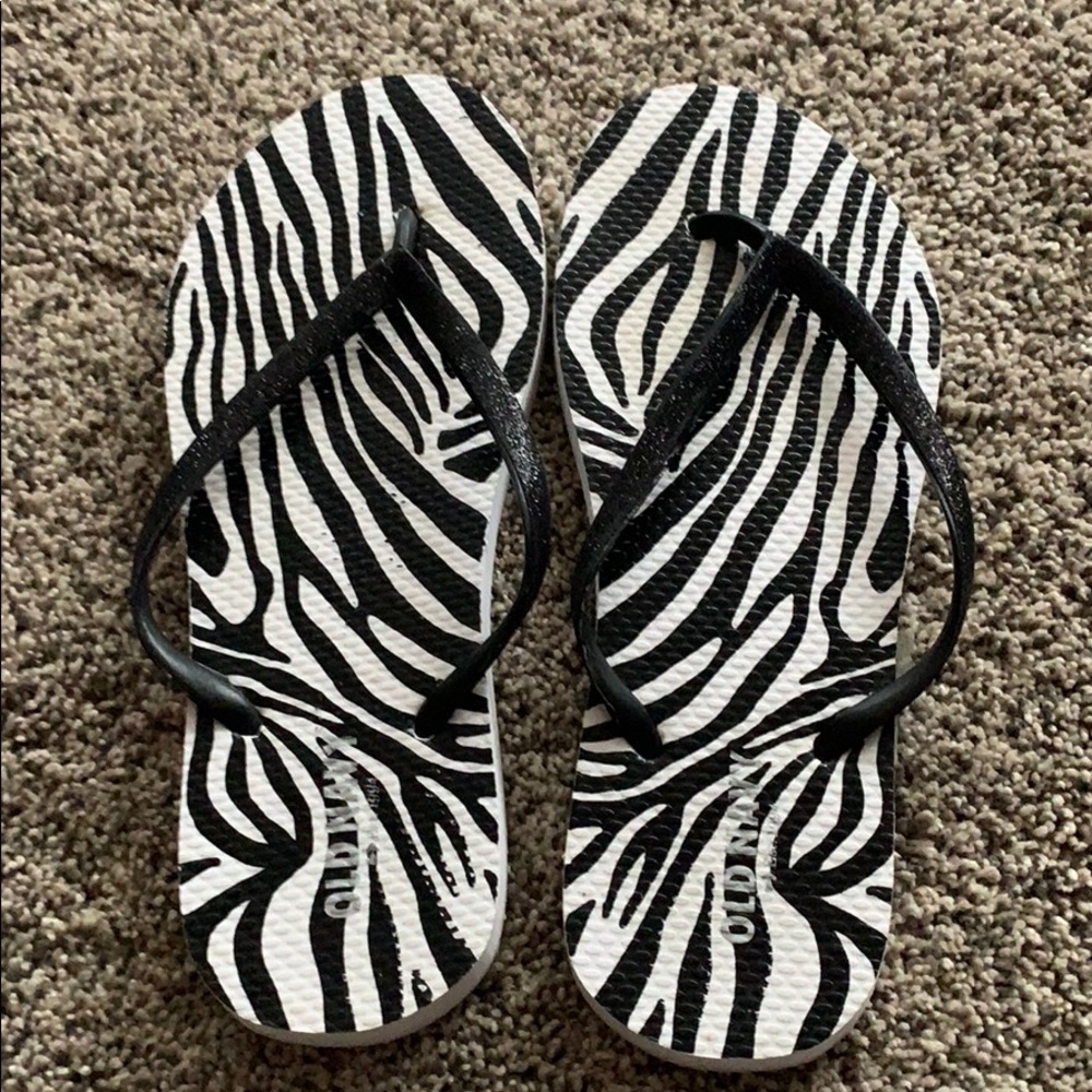 Zebra print flip flops